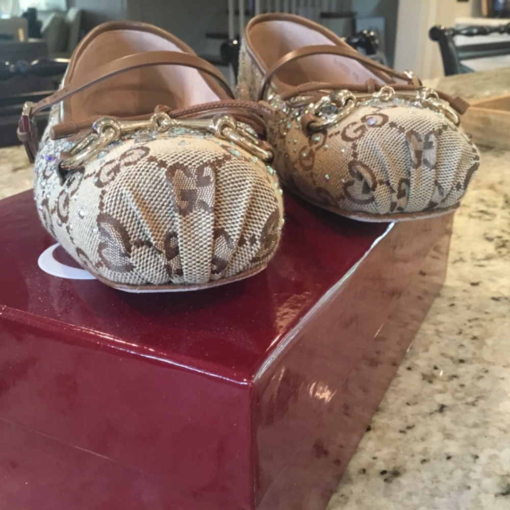 Authentic Gucci GG Horsebit Crystal Ballet flats - Picture 2 of 9